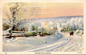 Maine Winter Time Scene 1937Curteich