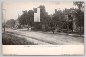 Sellersville PA Headquarters Democratic League And Bird's Eye View Postcard N25