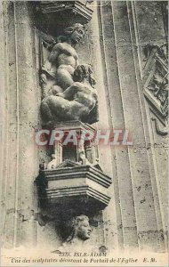 Old Postcard Isle Adam one of the sculptures decorating the church Portal