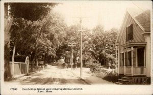 Ayer Massachusetts MA Cambridge St Congregational Church RPPC Vintage Postcard