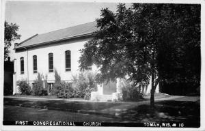 Tomah Wisconsin outside First Congregational Church real photo pc Z20523