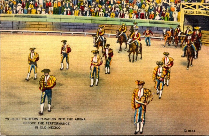 Corrida Bull Fight Bull Fighters Parading Into The Arena Before The Performan...