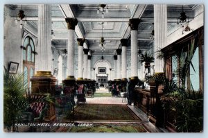 Bermuda Postcard Hamilton Hotel Interior Lobby c1910 Antique Unposted
