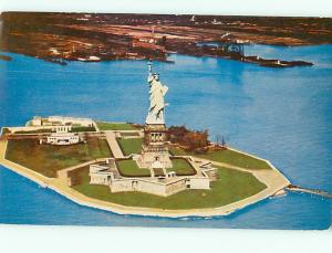 Statue of Liberty Aerial View Bedloes Island New York  Postcard # 8810