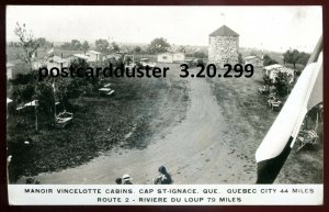 h3761- CAP ST. IGNACE Quebec 1930s Manoir Vincelotte Cabins. Real Photo Postcard