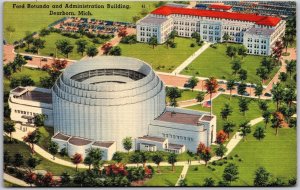 Ford Rotunda & Administration Building Dearborn Michigan Grounds Aerial Postcard