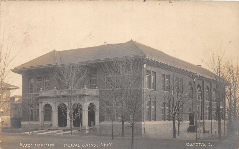 DC1/ Oxford Ohio RPPC Postcard c1908 Auditorium Miami University 90