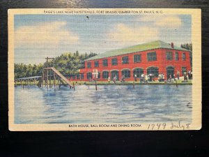 Vintage Postcard 1949 Page's Lake, Fort Bragg, North Carolina (NC)