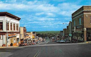 Street Scene F&S Foods Rexall Drug Store Crystal Falls Michigan postcard