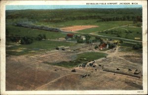 Jackson Mich MI Reynolds Field Airport Vintage Postcard