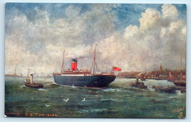 Tunsian Steamship Steamer Ship Postcard