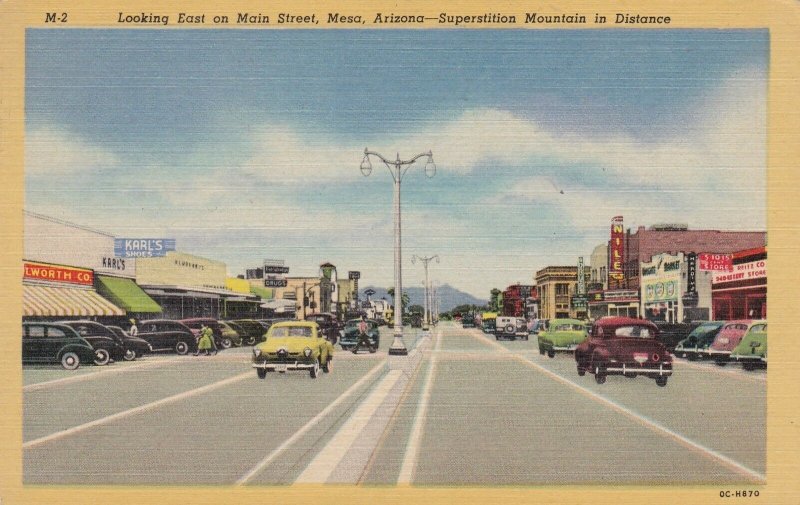 Arizona Mesa Main Street Looking East Curteich sk5445