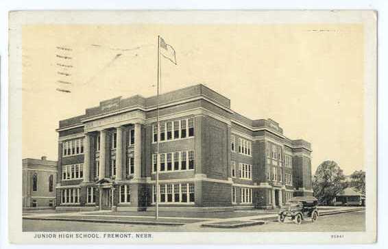 Junior High School in Fremont Nebraska NE 1933 White Border