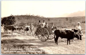 VINTAGE POSTCARD REAL PHOTO TRAVELLING THROUGH SANTIAGO NEAR MONTERREY MEXICO