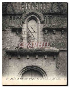 Old Postcard Azay le Rideau The Roman Church of XI century Portal