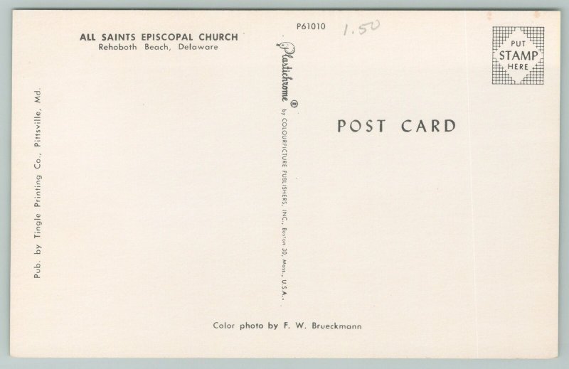 Rehoboth Beach Delaware~All Saints Episcopal Church~Vintage Postcard