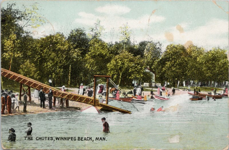 The Chutes Winnipeg Beach Manitoba c1911 Souris & Regina RPO Postcard H12 *as is