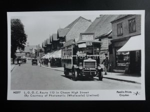 Omnibus L.G.O.C. ROUTE 113 IN CHEAM HIGH STREET Pamlin Print Postcard M2377