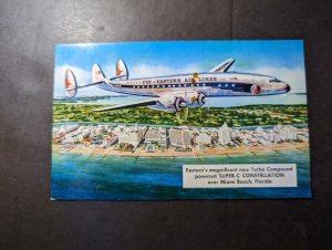 Mint USA Aviation Postcard Eastern Turbo Compound Super C Constellation Miami FL