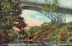 BALTIMORE MD MARYLAND~CEDAR AVENUE BRIDGE OVER STONY RUN~1916 ANTIQUE POSTCARD