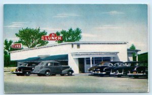 LENNOXVILLE, Quebec Canada ~ Roadside F.L. LUNCH Restaurant  1950s Cars Postcard