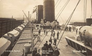 S S Ile de France French Line 1st class deck c1926 rppc postcard