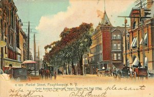 POUGHKEEPSIE NY~MARKET STREET~CARRIAGES-STOREFRONTS~ROTOGRAPH PHOTO POSTCARD 