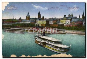 Postcard Old Mainz's Rain View Boats paasogers Mainz