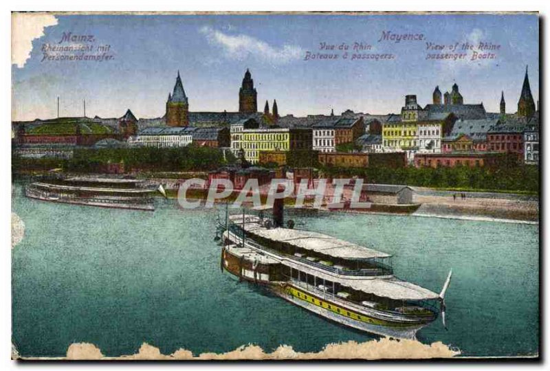 Postcard Old Mainz's Rain View Boats paasogers Mainz