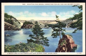 Washington PUGET SOUND Deception Pass Bridge San Juan Islands pm1936 Linen