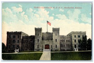 1912 Nichols Gymnasium KSAC Exterior Building Manhattan Kansas Vintage Postcard