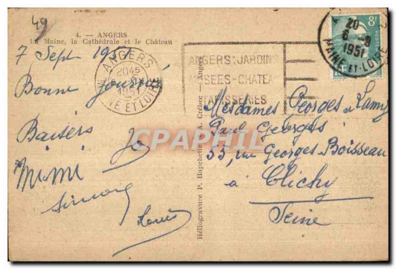 Old Postcard Angers Maine the Cathedral and the Castle