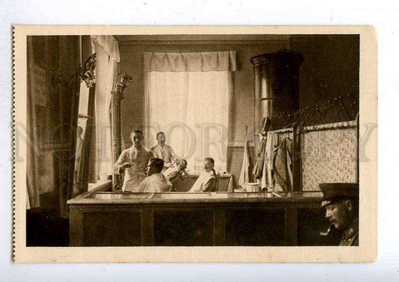 192602 WWI GERMANY military Hospital barber Vintage postcard