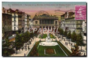 Postcard Marseille Old Square of the Exchange and Monument Pierre Puget