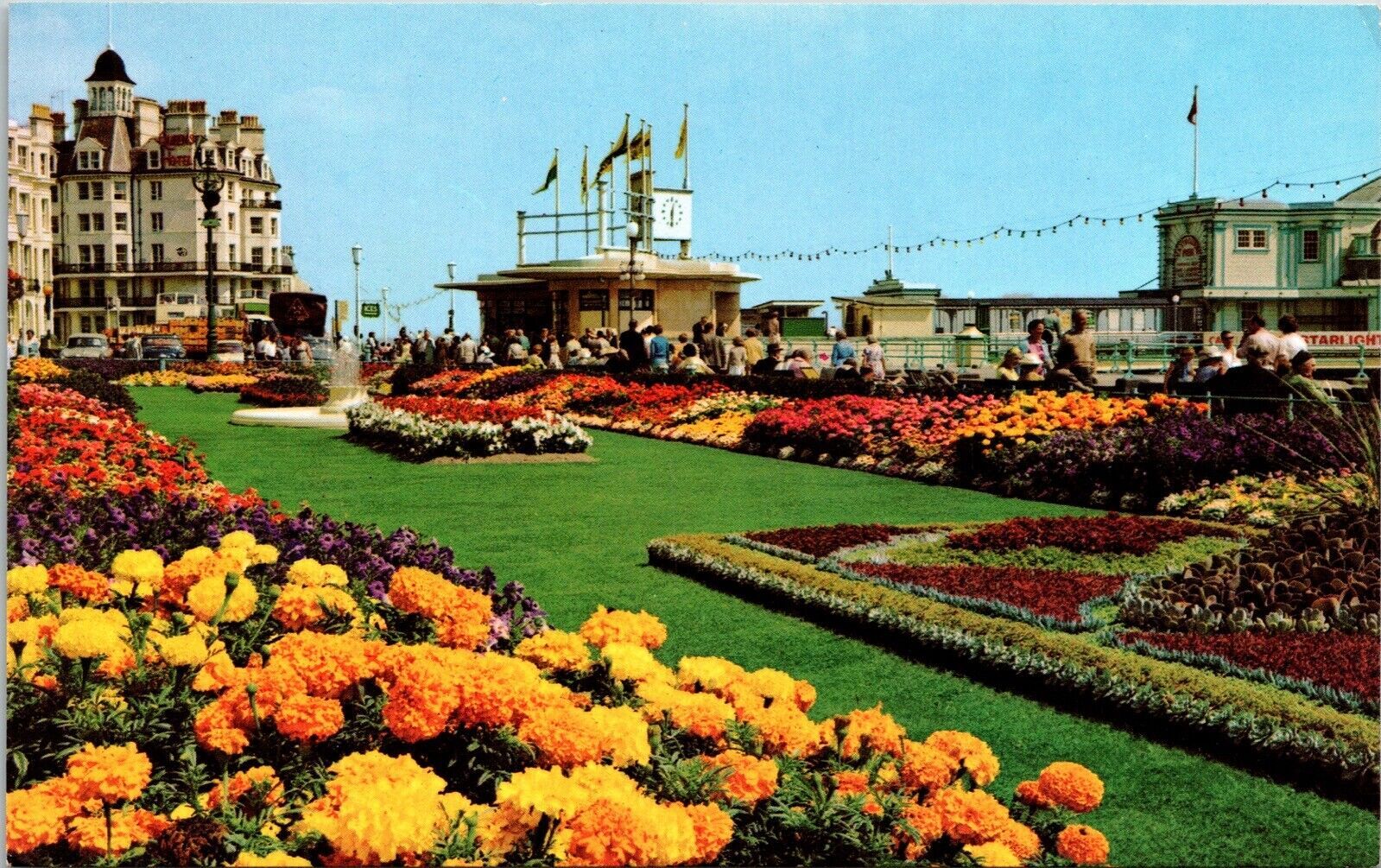 Historic Carpet Gardens Eastbourne Kent United Kingdom Flowers Chrome