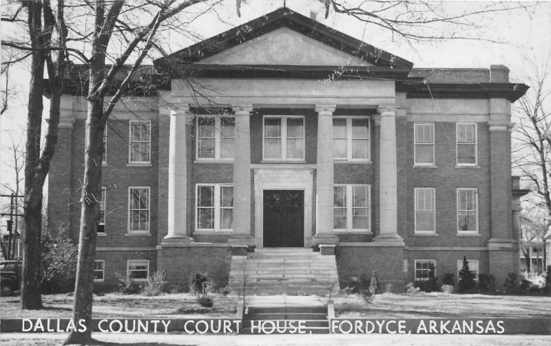 G77/ Fordyce Arkansas RPPC Postcard c50s Dallas County Court House