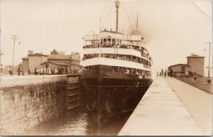 SS 'Noronic' Ship Ontario Soo Locks Sault Ste Marie HTF c1926 RPPC Postcard H61