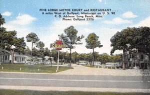 Long Beach Mississippi Pine Lodge Motor Court Vintage Postcard AA57243