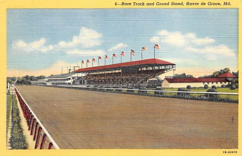 Race Track, Grand Stand Havre de Grace, Maryland, USA Horse Racing Unused 