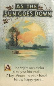 Globe Sun goes down Greeting 1917 Postcard 4517