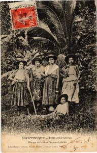 PC FORT-DE-FRANCE GROUPE JEUNES FEMMES CREOLES ETHNIC TYPES MARTINIQUE (a36158)