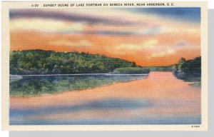 Anderson, South Carolina/SC Postcard, Lake Portman/Seneca River, Near Mint!