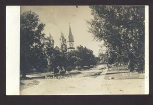 RPPC PITTSFORD MILLS VERMONT MAIN STREET SCENE CHURCH REAL PHOTO POSTCARD