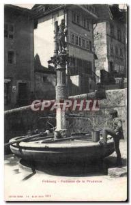 Old Postcard Friborg Switzerland Fountain caution