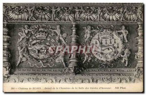 Old Postcard Blois The castle Detail of the fireplace in the guard room d & #...