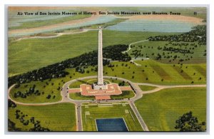 San Jacinto Monument Aerial View Houston Texas TX UNP Linen Postcard N18
