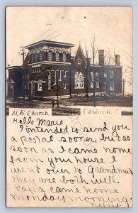 J87/ Caldwell Ohio RPPC Postcard c1910 Noble County M.E. Church 212