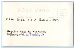 1923 Erie Locomotive Baldwin Train #2936 K-5-A Railroad RPPC Photo Postcard