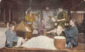 CORTICELLI SPOOL SILK AD WEIGHING COCOONS JAPAN MASSACHUSETTS POSTCARD (c. 1910)