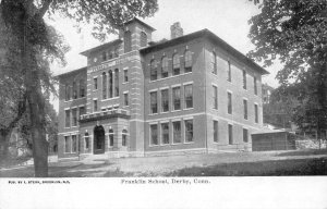 DERBY, CT Connecticut  FRANKLIN SCHOOL  New Haven County  c1900's B&W Postcard